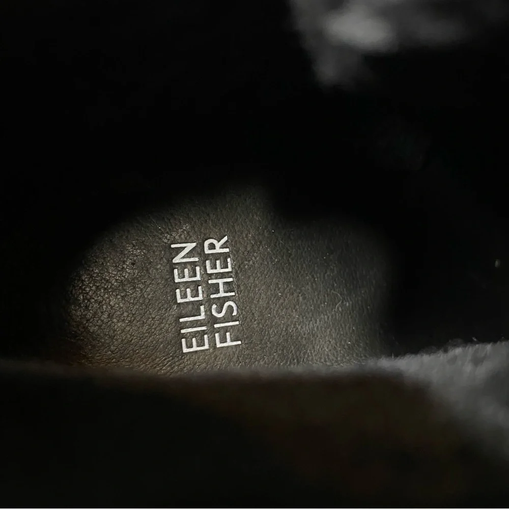 Eileen Fisher Alpine Black Wedge Lace Up Bootie 7 1/2